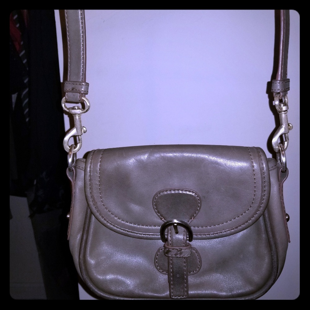 Talbots Grey Leather Mini Crossbody Purse